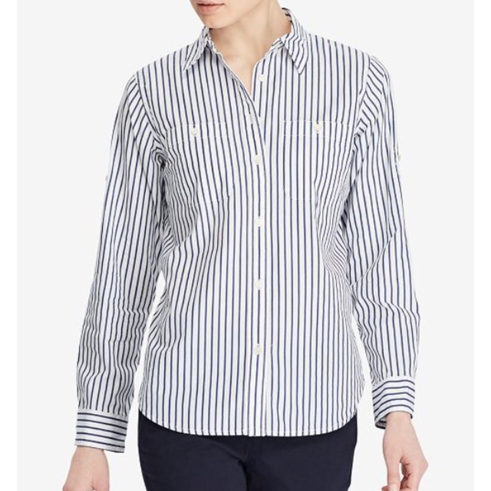 Ralph Lauren Denim✨100%Cotton Striped pocket shirt